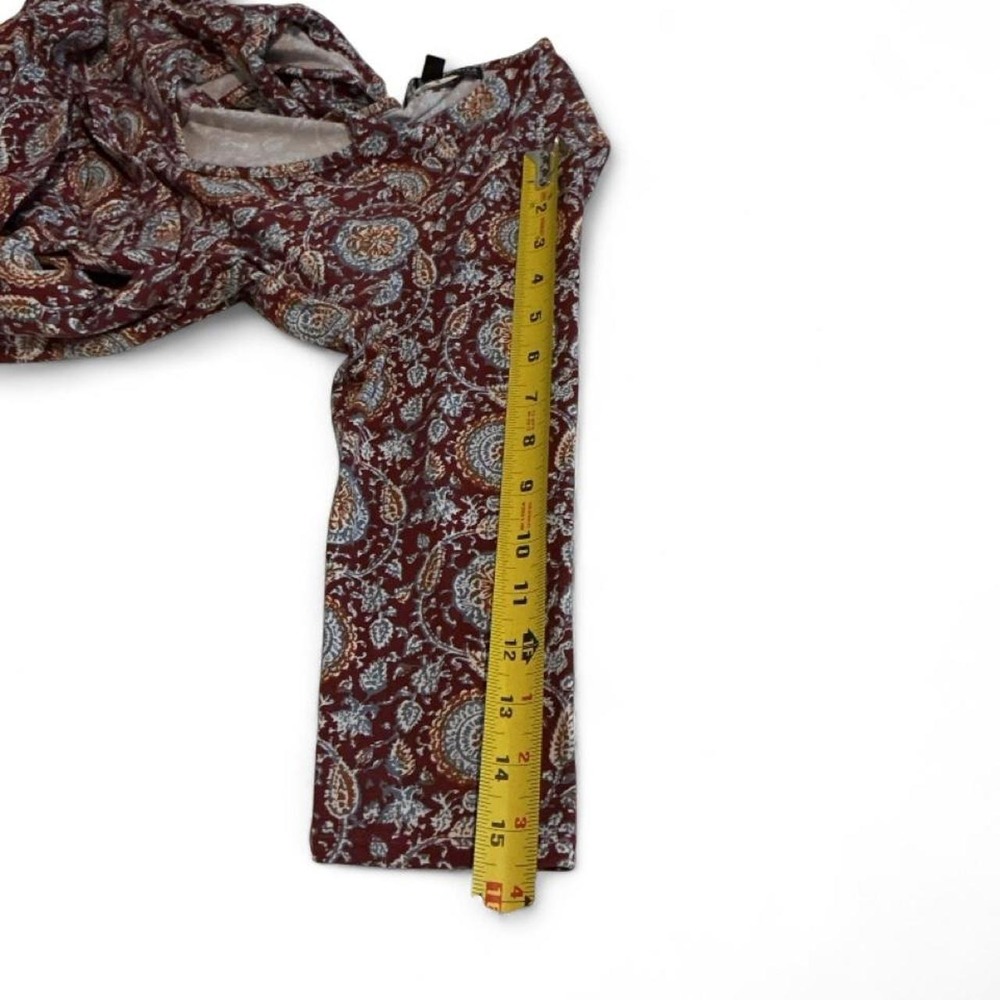 Three Pink Hearts Dress Women M Burgundy Excellent Boho Medallion Keyhole Mini - Picture 7 of 8
